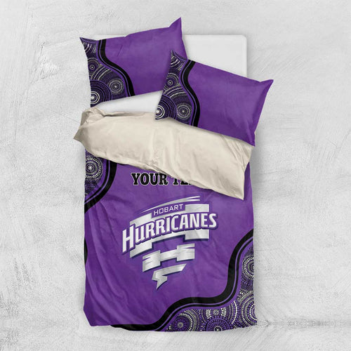 Custom Hobart Hurricanes Bedding Set Indigenous Art - Grunge Style