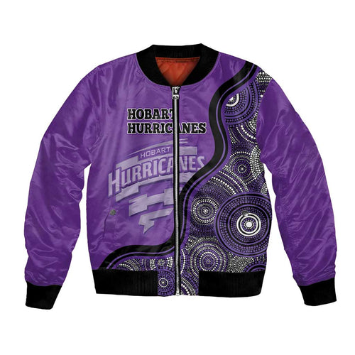 Custom Hobart Hurricanes Bomber Jacket Indigenous Art - Grunge Style