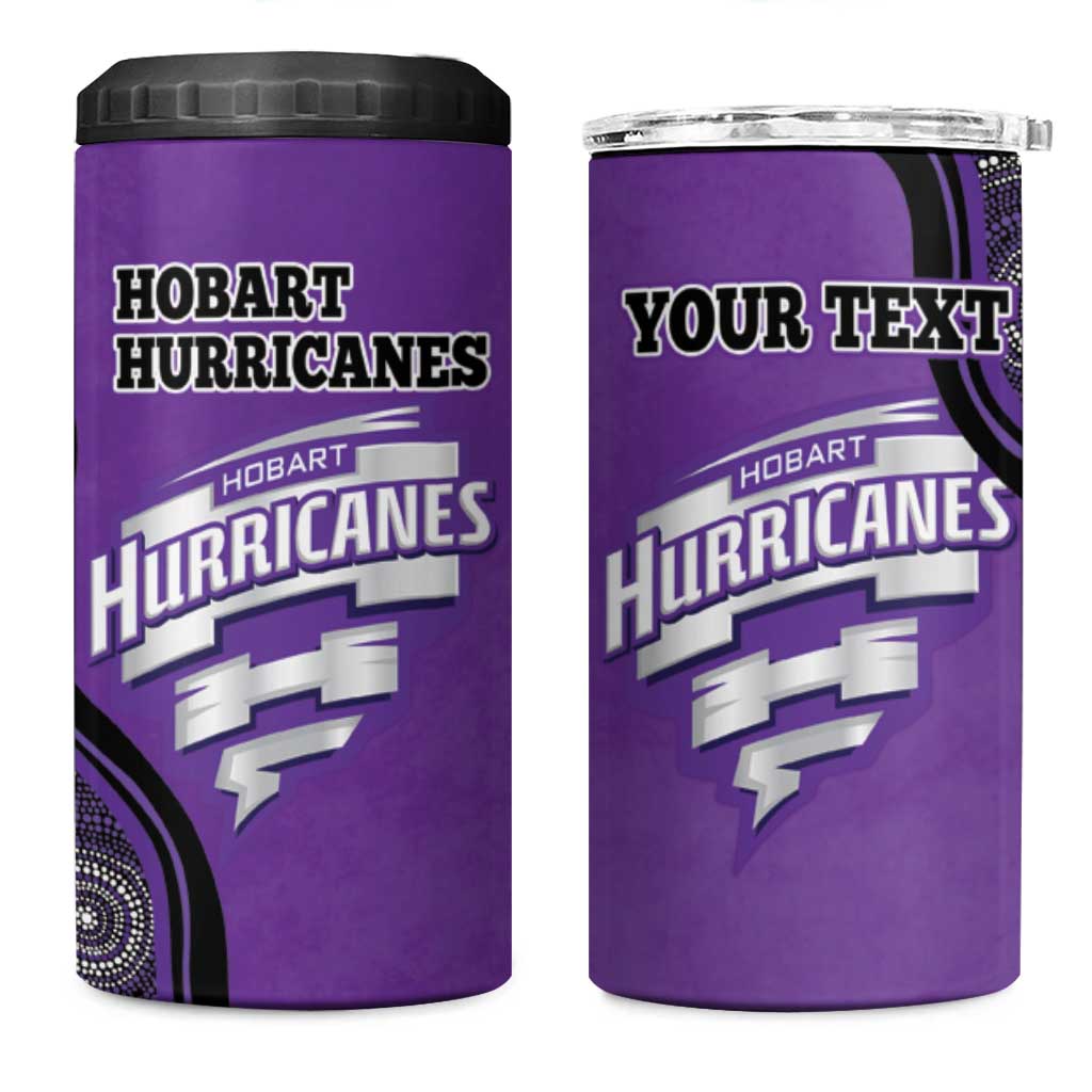 Custom Hobart Hurricanes 4 in 1 Can Cooler Tumbler Indigenous Art - Grunge Style
