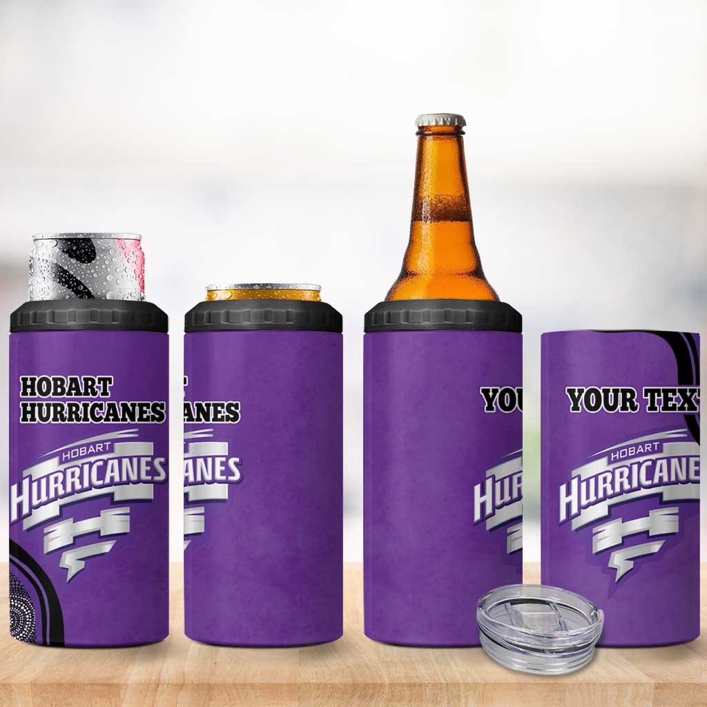 Custom Hobart Hurricanes 4 in 1 Can Cooler Tumbler Indigenous Art - Grunge Style