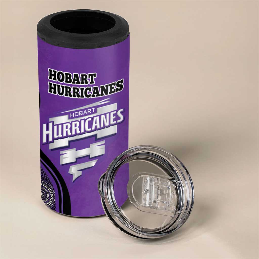 Custom Hobart Hurricanes 4 in 1 Can Cooler Tumbler Indigenous Art - Grunge Style