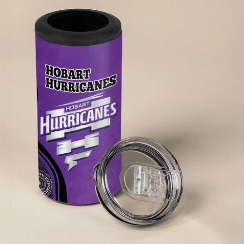 Custom Hobart Hurricanes 4 in 1 Can Cooler Tumbler Indigenous Art - Grunge Style