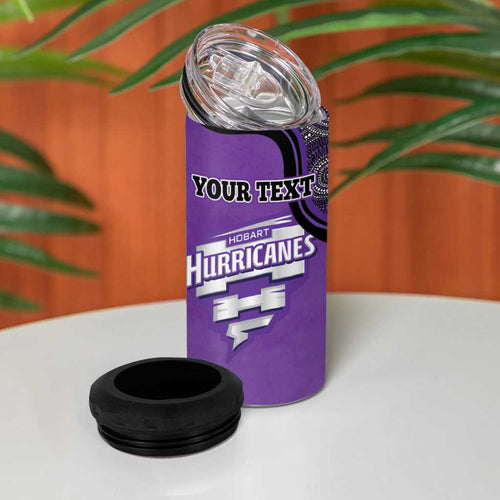 Custom Hobart Hurricanes 4 in 1 Can Cooler Tumbler Indigenous Art - Grunge Style