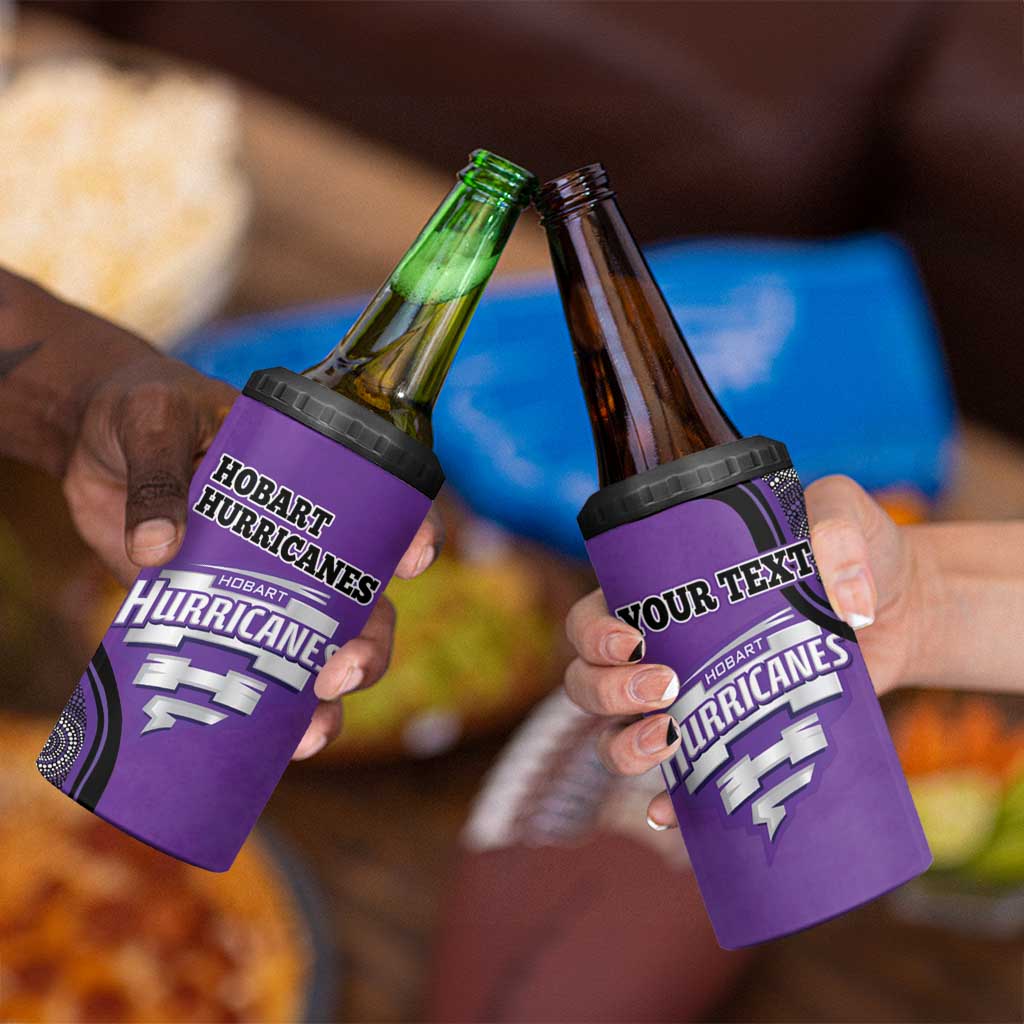 Custom Hobart Hurricanes 4 in 1 Can Cooler Tumbler Indigenous Art - Grunge Style