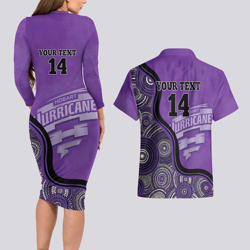 Custom Hobart Hurricanes Couples Matching Long Sleeve Bodycon Dress and Hawaiian Shirt Indigenous Art - Grunge Style