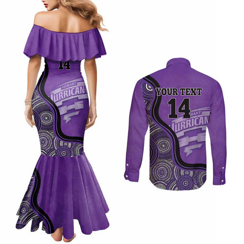 Custom Hobart Hurricanes Couples Matching Mermaid Dress and Long Sleeve Button Shirt Indigenous Art - Grunge Style