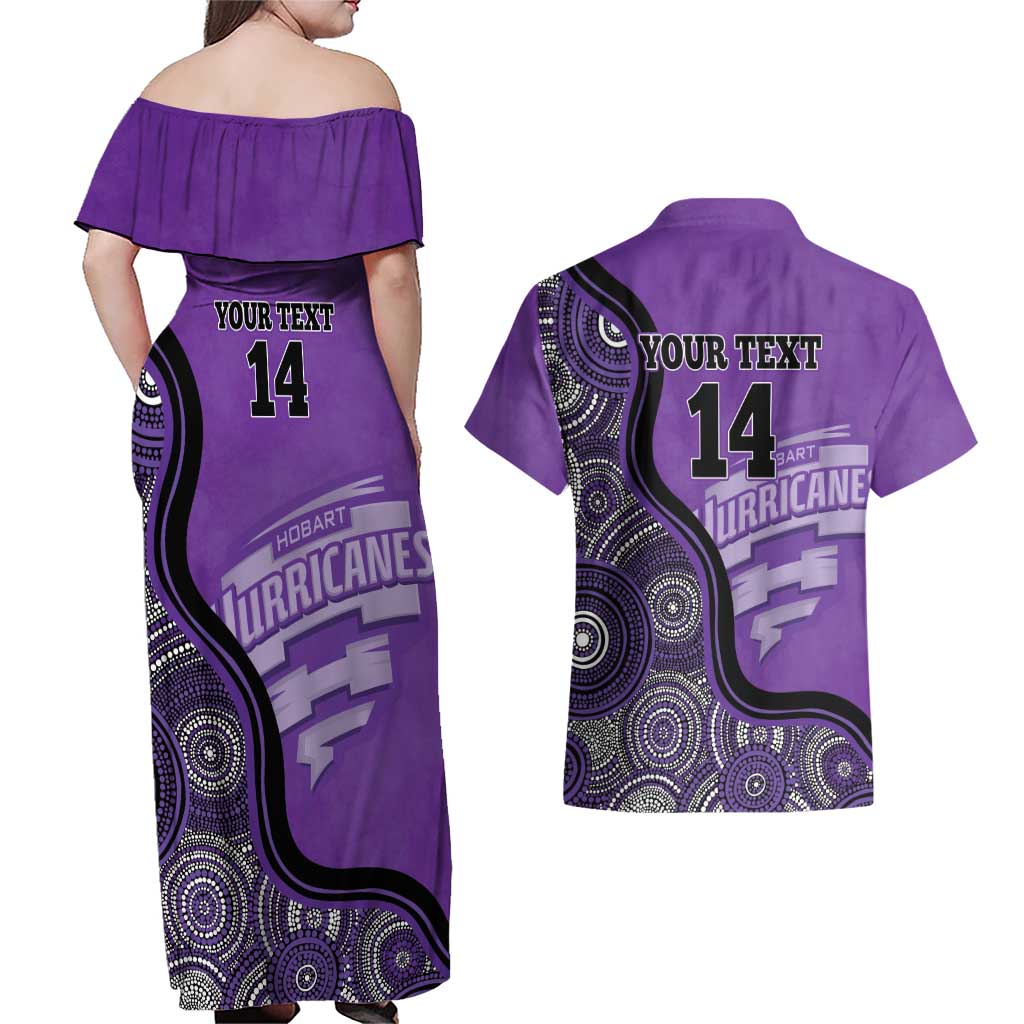 Custom Hobart Hurricanes Couples Matching Off Shoulder Maxi Dress and Hawaiian Shirt Indigenous Art - Grunge Style