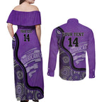 Custom Hobart Hurricanes Couples Matching Off Shoulder Maxi Dress and Long Sleeve Button Shirt Indigenous Art - Grunge Style