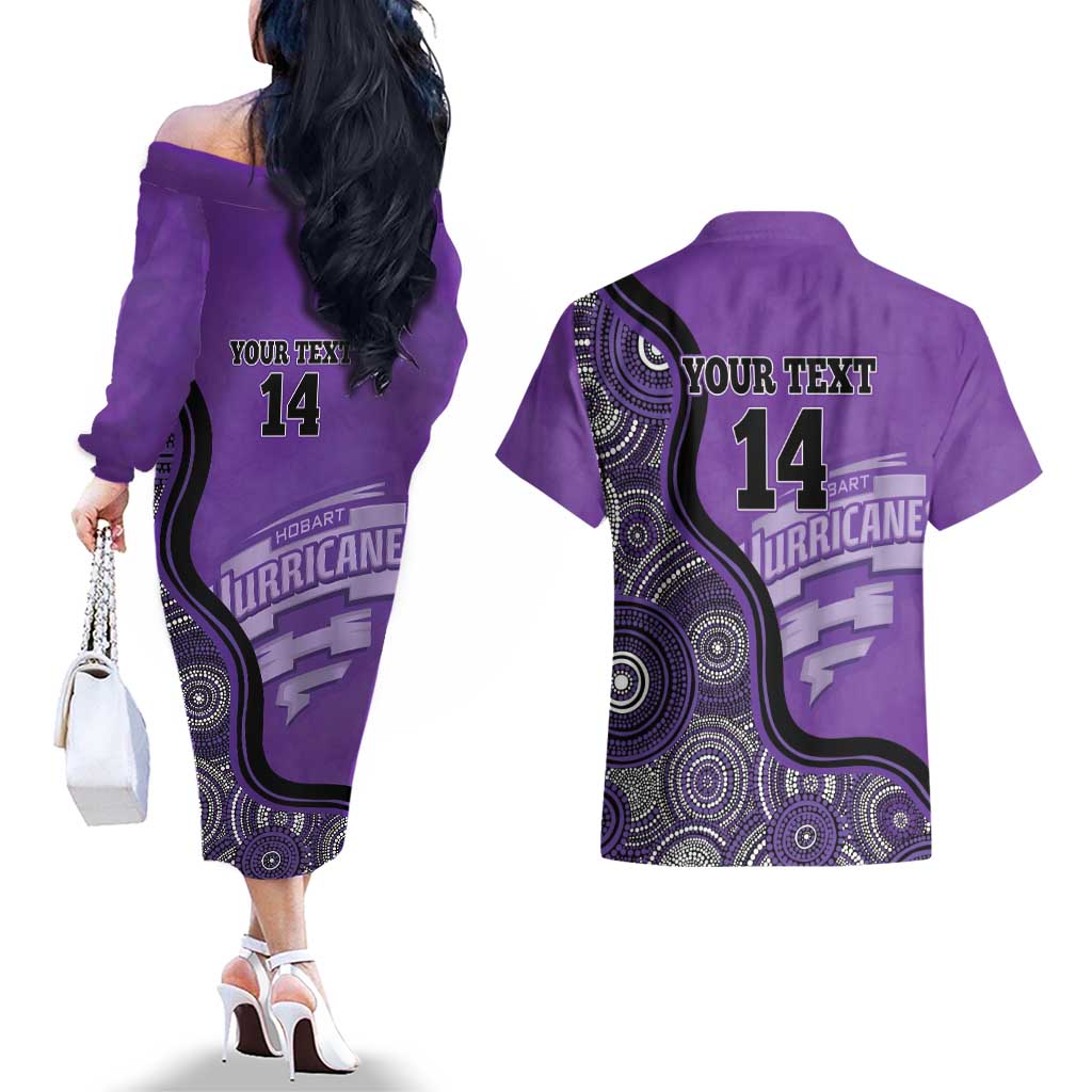 Custom Hobart Hurricanes Couples Matching Off The Shoulder Long Sleeve Dress and Hawaiian Shirt Indigenous Art - Grunge Style