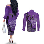 Custom Hobart Hurricanes Couples Matching Off The Shoulder Long Sleeve Dress and Long Sleeve Button Shirt Indigenous Art - Grunge Style