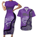 Custom Hobart Hurricanes Couples Matching Short Sleeve Bodycon Dress and Hawaiian Shirt Indigenous Art - Grunge Style