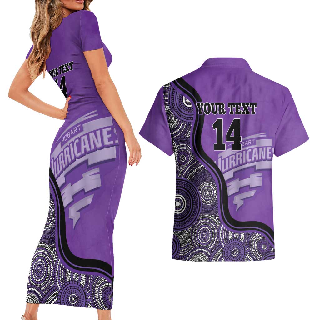 Custom Hobart Hurricanes Couples Matching Short Sleeve Bodycon Dress and Hawaiian Shirt Indigenous Art - Grunge Style
