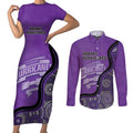 Custom Hobart Hurricanes Couples Matching Short Sleeve Bodycon Dress and Long Sleeve Button Shirt Indigenous Art - Grunge Style