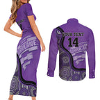 Custom Hobart Hurricanes Couples Matching Short Sleeve Bodycon Dress and Long Sleeve Button Shirt Indigenous Art - Grunge Style