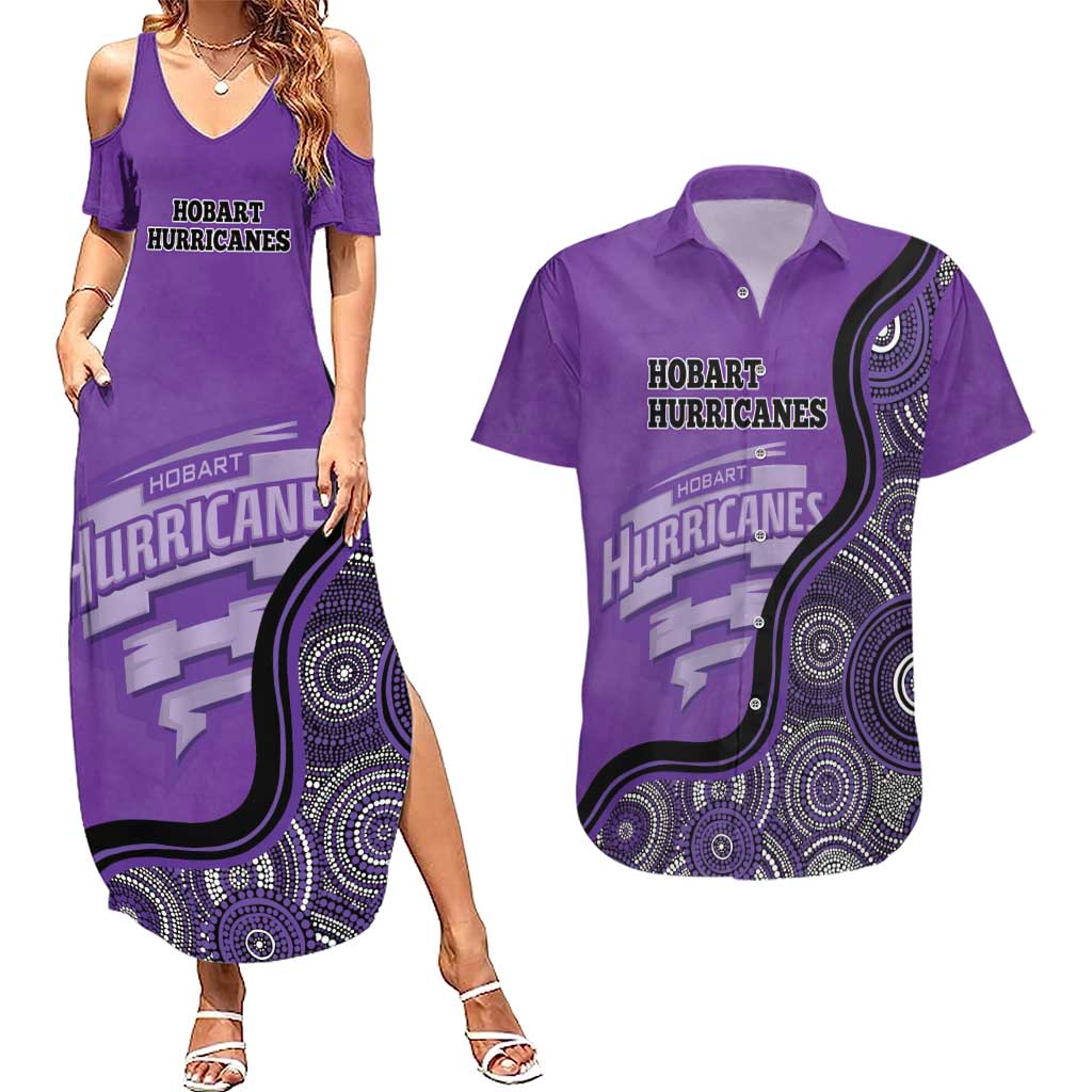 Custom Hobart Hurricanes Couples Matching Summer Maxi Dress and Hawaiian Shirt Indigenous Art - Grunge Style