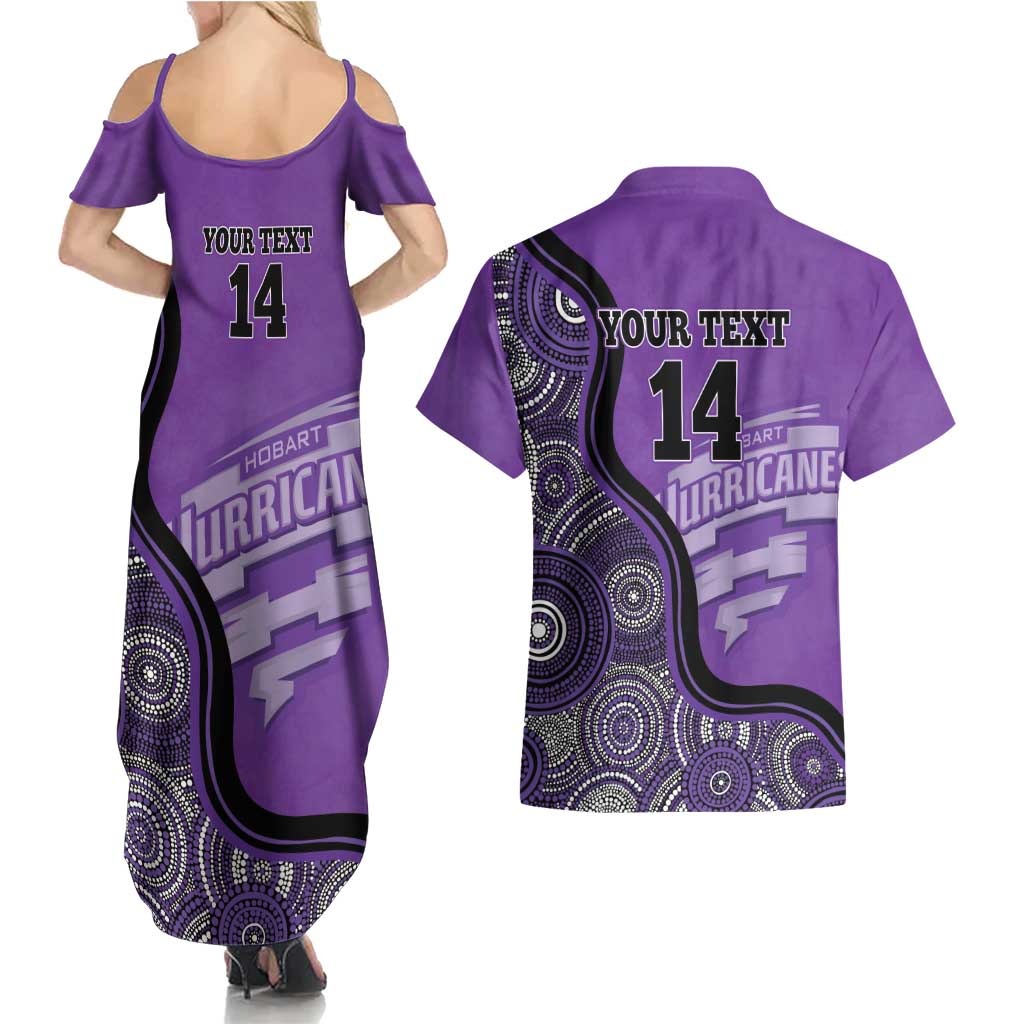 Custom Hobart Hurricanes Couples Matching Summer Maxi Dress and Hawaiian Shirt Indigenous Art - Grunge Style