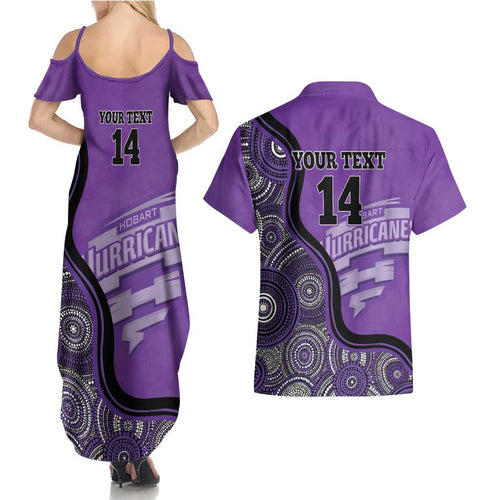 Custom Hobart Hurricanes Couples Matching Summer Maxi Dress and Hawaiian Shirt Indigenous Art - Grunge Style