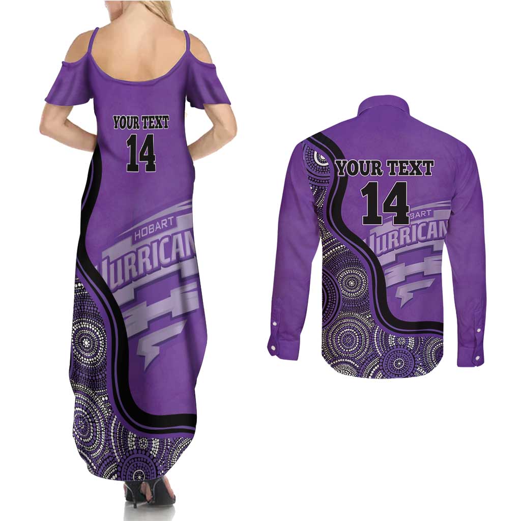 Custom Hobart Hurricanes Couples Matching Summer Maxi Dress and Long Sleeve Button Shirt Indigenous Art - Grunge Style