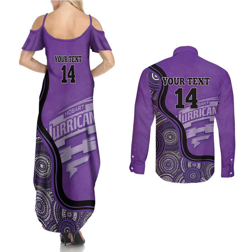 Custom Hobart Hurricanes Couples Matching Summer Maxi Dress and Long Sleeve Button Shirt Indigenous Art - Grunge Style
