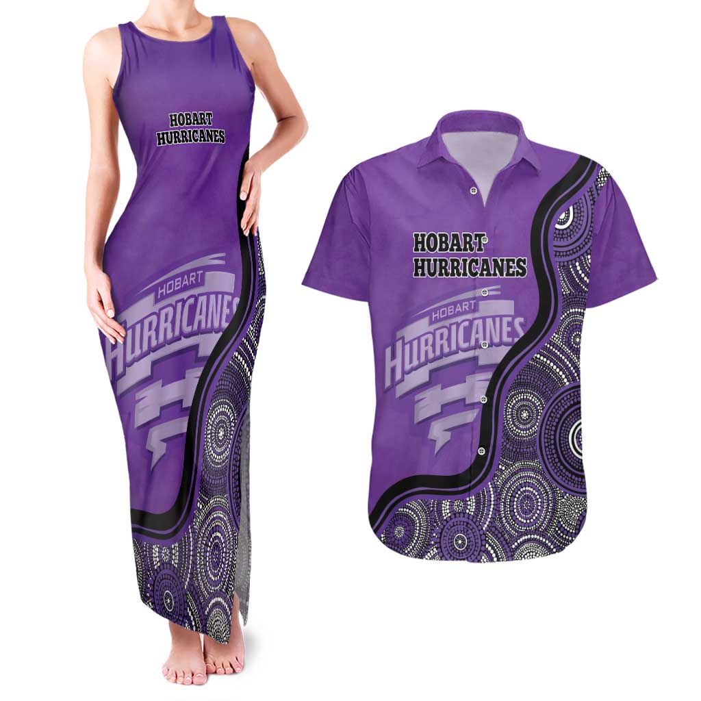 Custom Hobart Hurricanes Couples Matching Tank Maxi Dress and Hawaiian Shirt Indigenous Art - Grunge Style