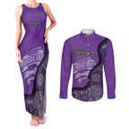 Custom Hobart Hurricanes Couples Matching Tank Maxi Dress and Long Sleeve Button Shirt Indigenous Art - Grunge Style