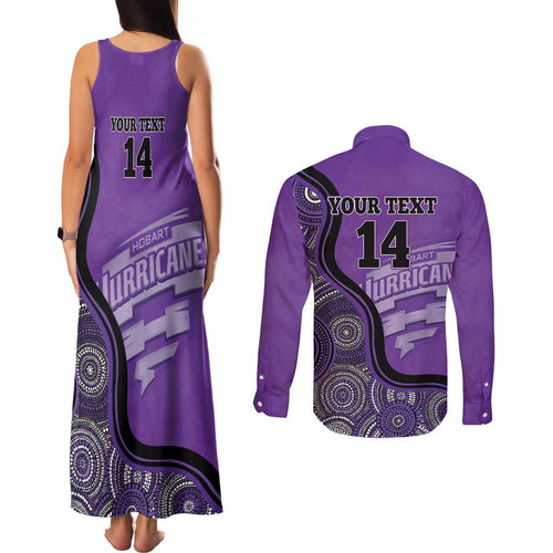 Custom Hobart Hurricanes Couples Matching Tank Maxi Dress and Long Sleeve Button Shirt Indigenous Art - Grunge Style
