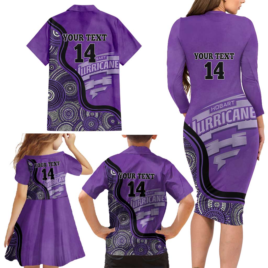 Custom Hobart Hurricanes Family Matching Long Sleeve Bodycon Dress and Hawaiian Shirt Indigenous Art - Grunge Style