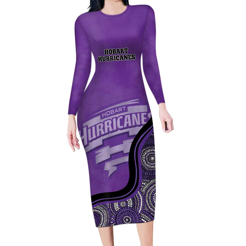 Custom Hobart Hurricanes Family Matching Long Sleeve Bodycon Dress and Hawaiian Shirt Indigenous Art - Grunge Style