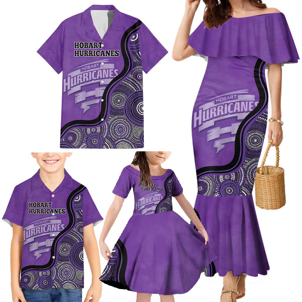 Custom Hobart Hurricanes Family Matching Mermaid Dress and Hawaiian Shirt Indigenous Art - Grunge Style