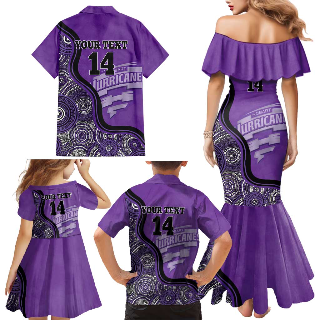 Custom Hobart Hurricanes Family Matching Mermaid Dress and Hawaiian Shirt Indigenous Art - Grunge Style