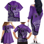 Custom Hobart Hurricanes Family Matching Off The Shoulder Long Sleeve Dress and Hawaiian Shirt Indigenous Art - Grunge Style