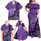 Custom Hobart Hurricanes Family Matching Off Shoulder Maxi Dress and Hawaiian Shirt Indigenous Art - Grunge Style