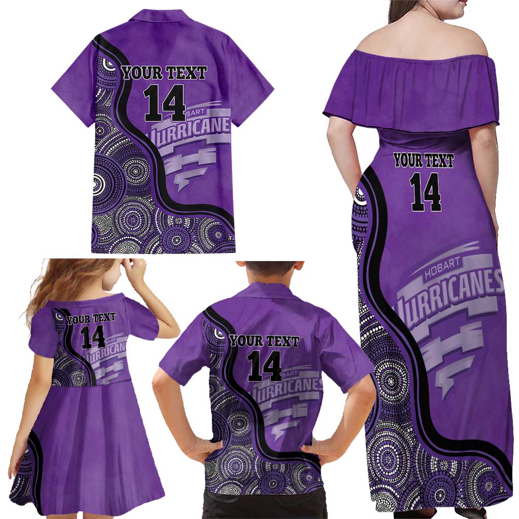 Custom Hobart Hurricanes Family Matching Off Shoulder Maxi Dress and Hawaiian Shirt Indigenous Art - Grunge Style