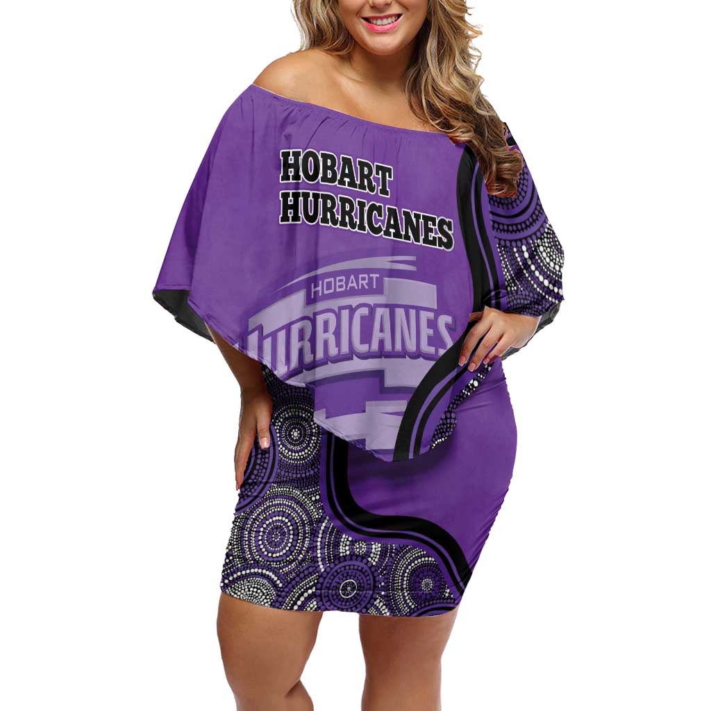 Custom Hobart Hurricanes Family Matching Off Shoulder Short Dress and Hawaiian Shirt Indigenous Art - Grunge Style