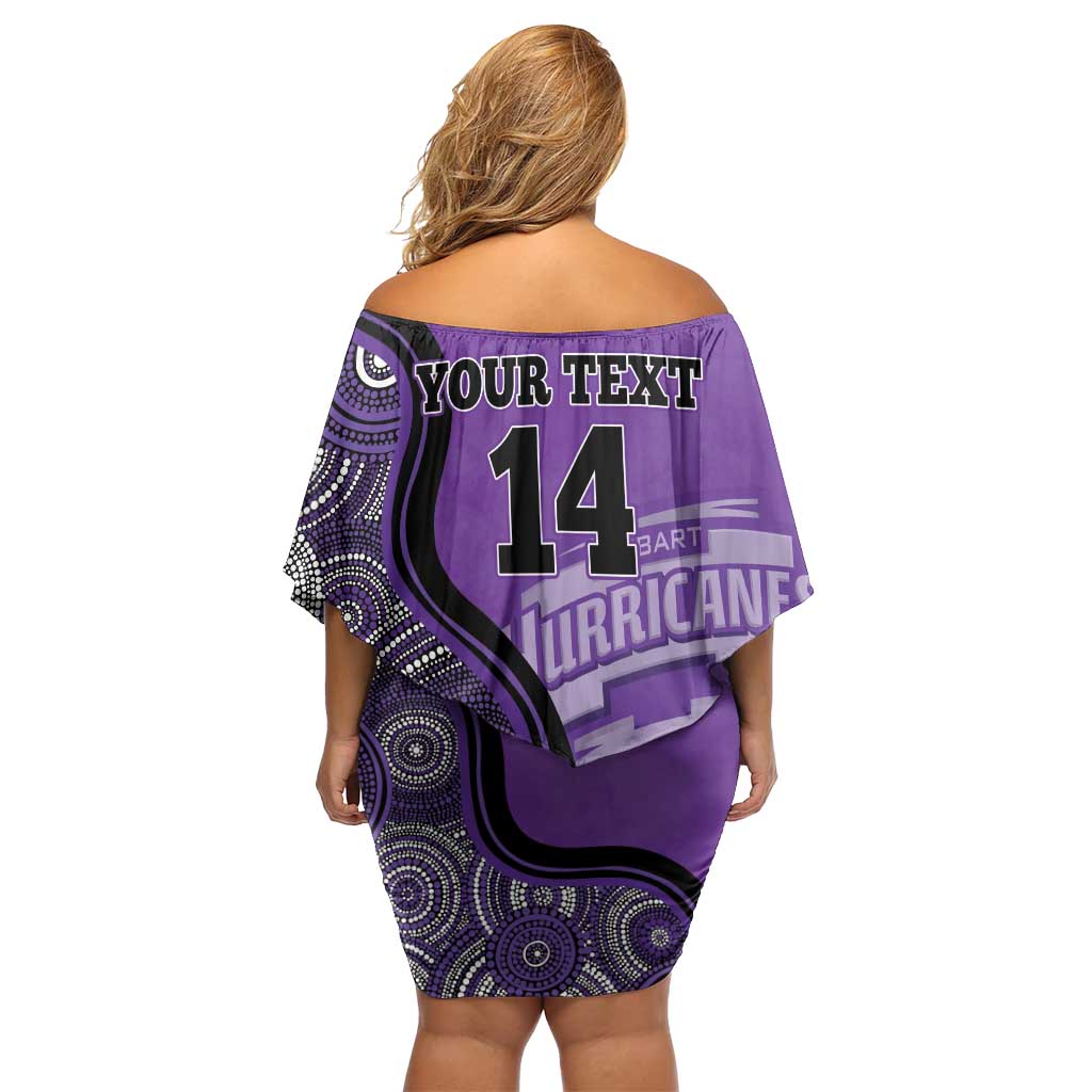 Custom Hobart Hurricanes Family Matching Off Shoulder Short Dress and Hawaiian Shirt Indigenous Art - Grunge Style