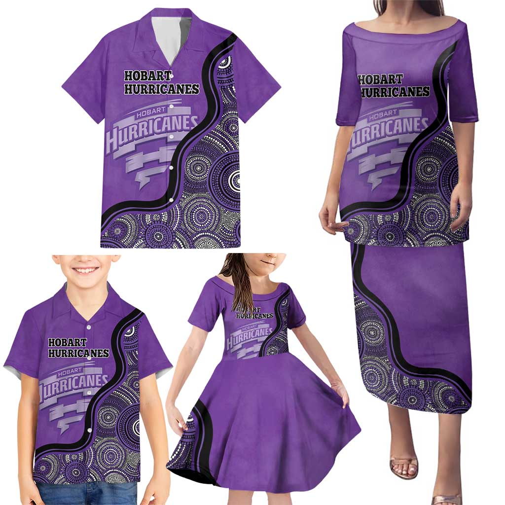 Custom Hobart Hurricanes Family Matching Puletasi and Hawaiian Shirt Indigenous Art - Grunge Style