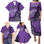 Custom Hobart Hurricanes Family Matching Puletasi and Hawaiian Shirt Indigenous Art - Grunge Style