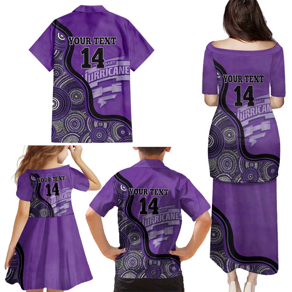 Custom Hobart Hurricanes Family Matching Puletasi and Hawaiian Shirt Indigenous Art - Grunge Style