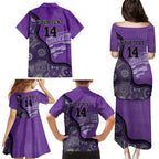 Custom Hobart Hurricanes Family Matching Puletasi and Hawaiian Shirt Indigenous Art - Grunge Style