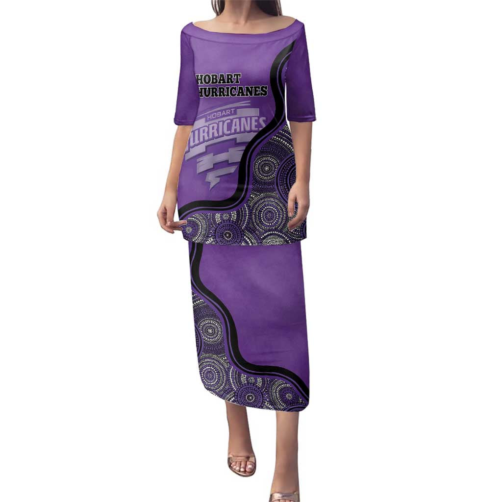 Custom Hobart Hurricanes Family Matching Puletasi and Hawaiian Shirt Indigenous Art - Grunge Style