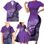 Custom Hobart Hurricanes Family Matching Short Sleeve Bodycon Dress and Hawaiian Shirt Indigenous Art - Grunge Style