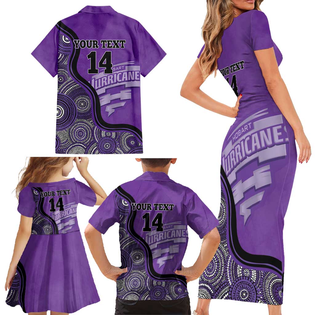 Custom Hobart Hurricanes Family Matching Short Sleeve Bodycon Dress and Hawaiian Shirt Indigenous Art - Grunge Style