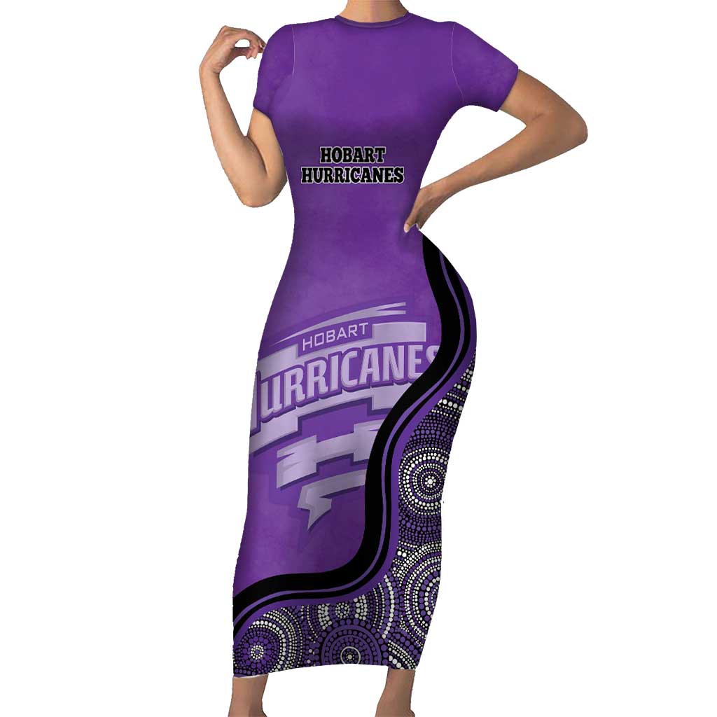 Custom Hobart Hurricanes Family Matching Short Sleeve Bodycon Dress and Hawaiian Shirt Indigenous Art - Grunge Style