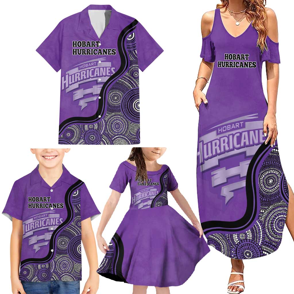 Custom Hobart Hurricanes Family Matching Summer Maxi Dress and Hawaiian Shirt Indigenous Art - Grunge Style