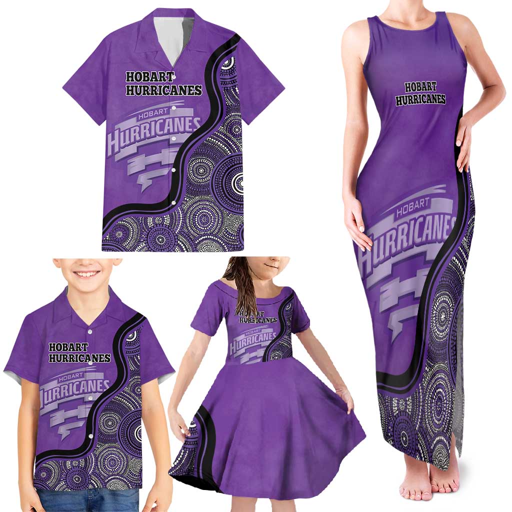 Custom Hobart Hurricanes Family Matching Tank Maxi Dress and Hawaiian Shirt Indigenous Art - Grunge Style