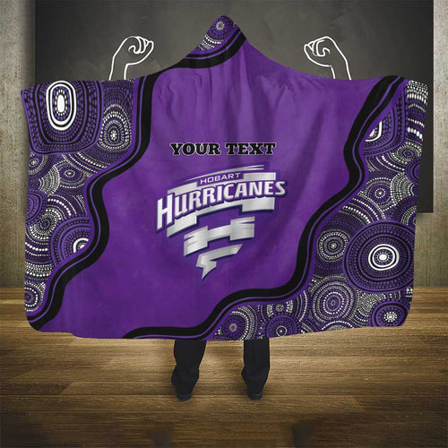Custom Hobart Hurricanes Hooded Blanket Indigenous Art - Grunge Style