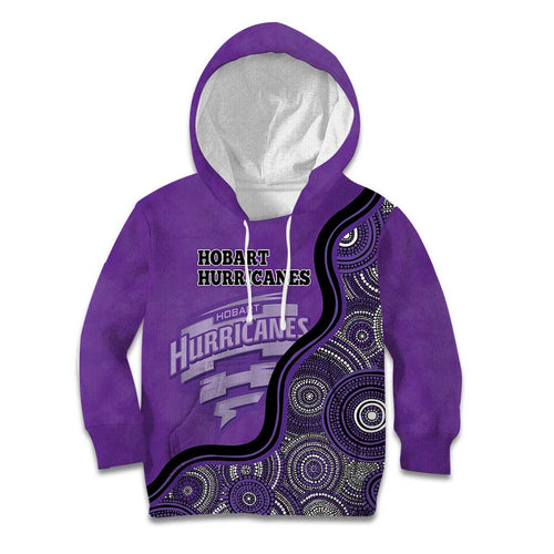 Custom Hobart Hurricanes Kid Hoodie Indigenous Art - Grunge Style