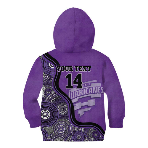 Custom Hobart Hurricanes Kid Hoodie Indigenous Art - Grunge Style