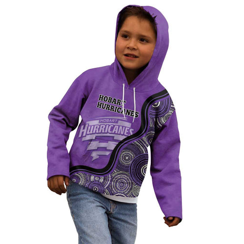 Custom Hobart Hurricanes Kid Hoodie Indigenous Art - Grunge Style