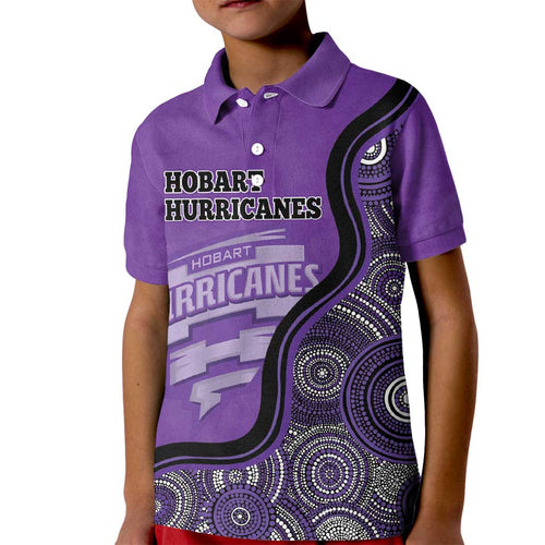 Custom Hobart Hurricanes Kid Polo Shirt Indigenous Art - Grunge Style